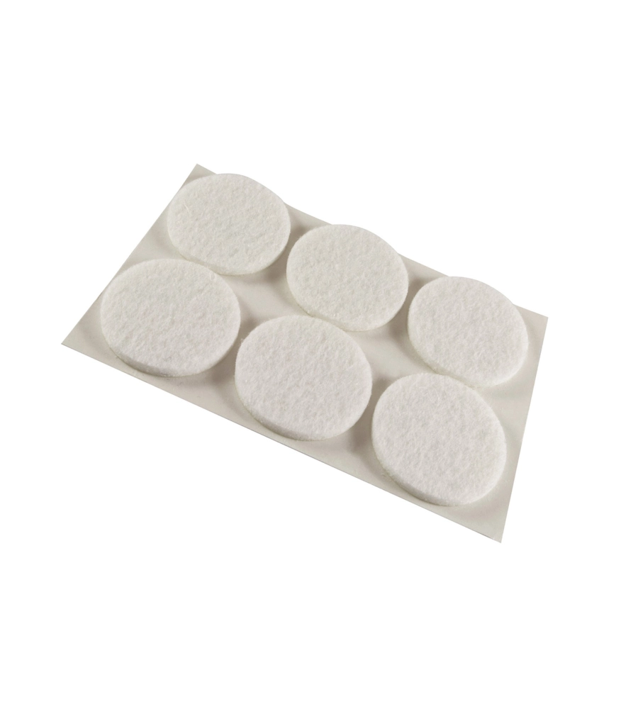 FELTRINI ADESIVI TONDI Ø 28 MM. - BIANCO - 6 PZ.