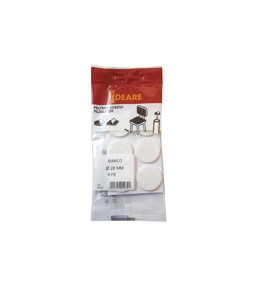 FELTRINI ADESIVI TONDI Ø 28 MM. - BIANCO - 6 PZ.