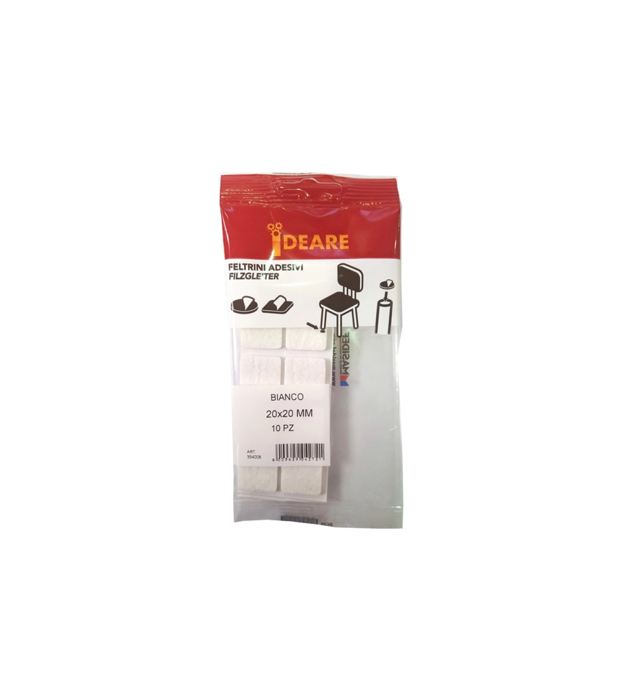 FELTRINI ADESIVI QUADRATI 20 X 20 MM. - BIANCO - 10 PZ.