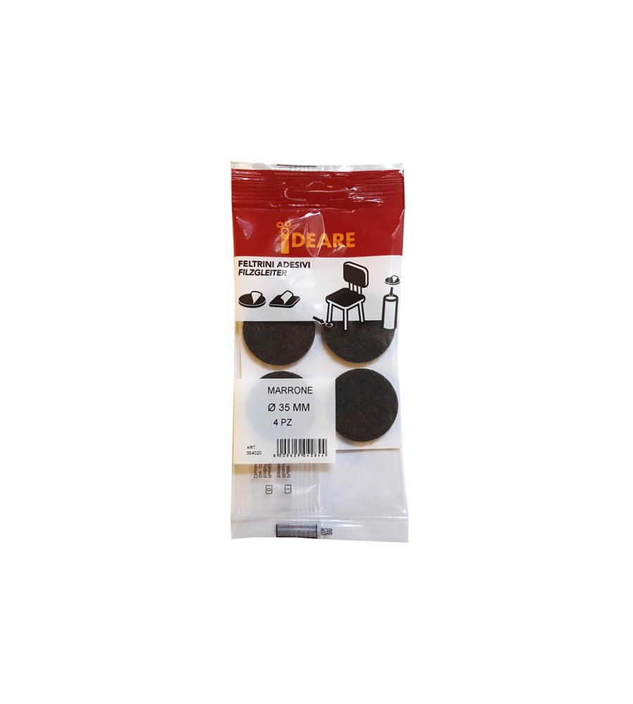FELTRINI ADESIVI TONDI Ø 35 MM. - MARRONE - 4 PZ.