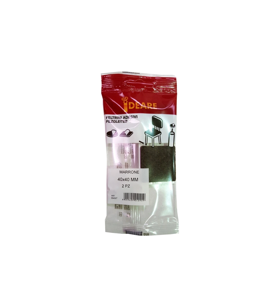 FELTRINI ADESIVI QUADRATI - 40 X 40 MM. - MARRONE - 2 PZ.