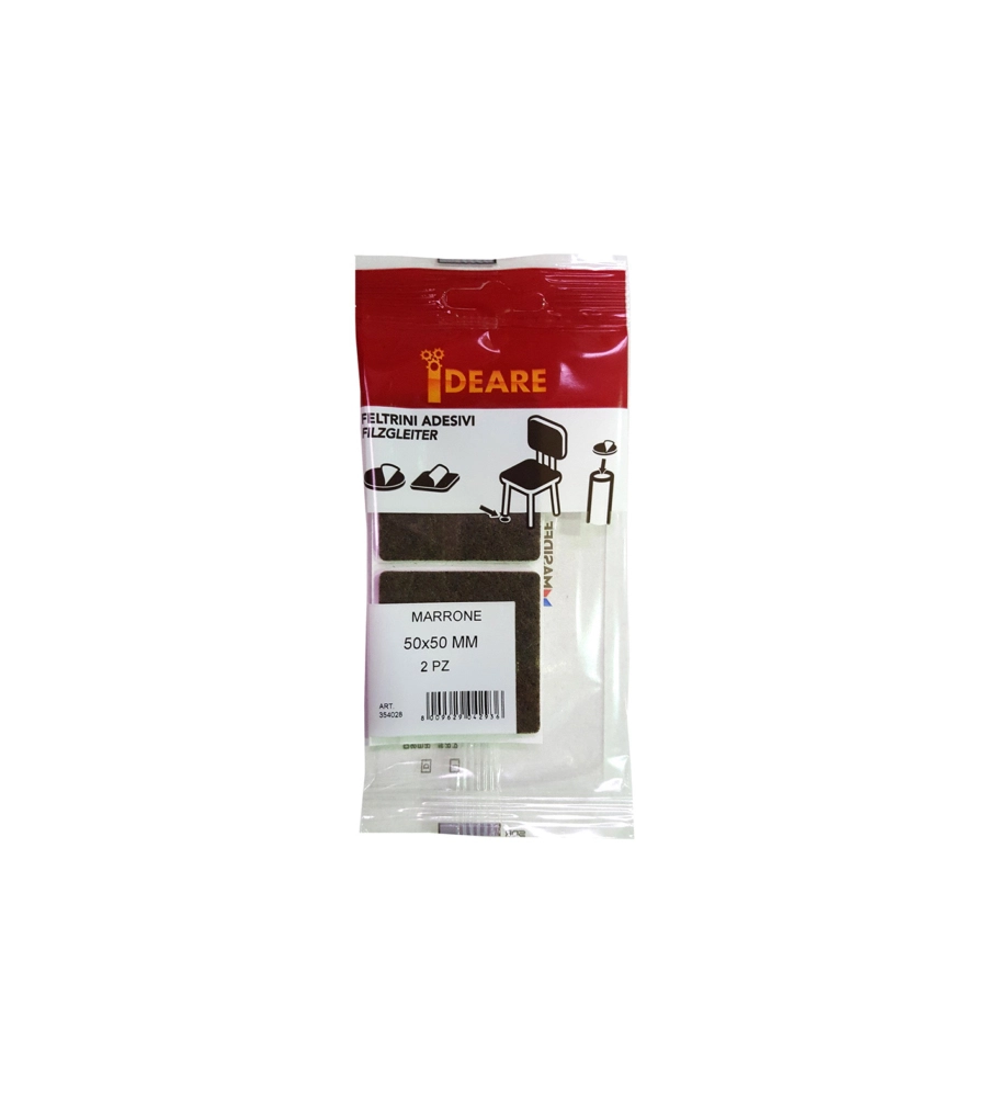 FELTRINI ADESIVI QUADRATI - 50 X 50 MM. - MARRONE - 2 PZ.