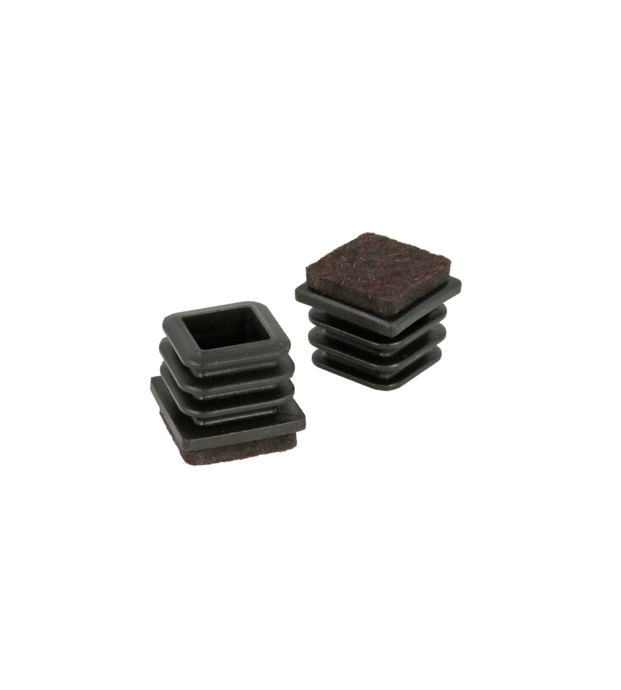 PUNTALI INTERNI ALETTATI QUADRI NERI CON FELTRO 25 X 25 MM. 4 PZ.