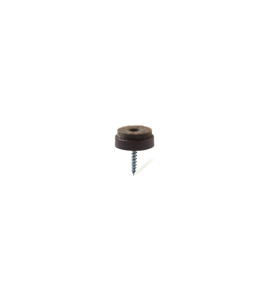 SCIVOLI IN FELTRO TONDI CON VITE Ø 28 MM. - MARRONE - 8 PZ.