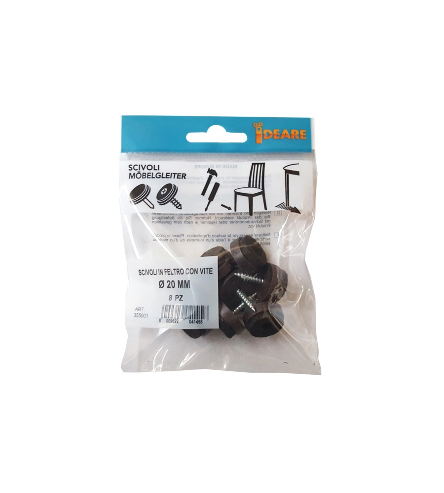 SCIVOLI IN FELTRO TONDI CON VITE Ø 28 MM. - MARRONE - 8 PZ.