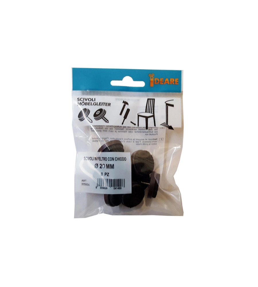 SCIVOLI IN FELTRO TONDI CON CHIODO Ø 20 MM. - MARRONE - 8 PZ.