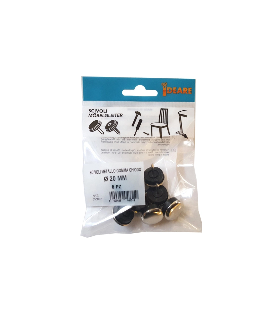 SCIVOLI IN METALLO TONDI CON GOMMA E CHIODO Ø 20 MM. - 8 PZ.