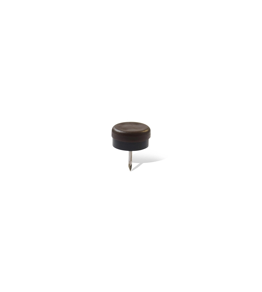 SCIVOLI IN PLASTICA E GOMMA TONDI CON CHIODO Ø 30 MM - MARRONE - 8 PZ.