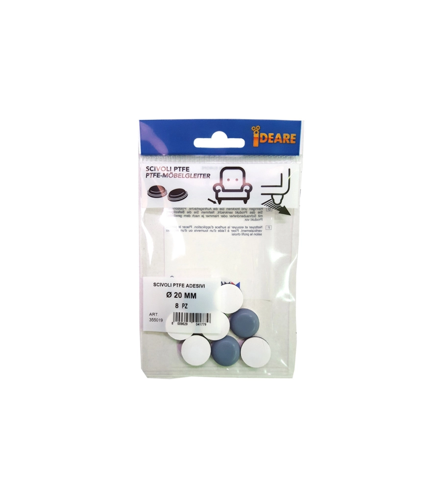 SCIVOLI PTFE ADESIVI TONDI Ø 50 MM. - GRIGIO - 4 PZ.
