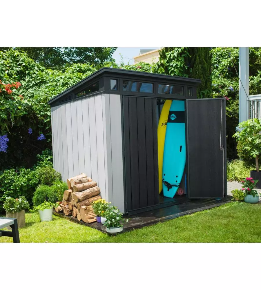 CASETTA DA GIARDINO KETER "ARTISAN 7x7" IN DUOTECH COLORE GRIGIO CON PORTA BATTENTE DOPPIA 214X218X226 CM
