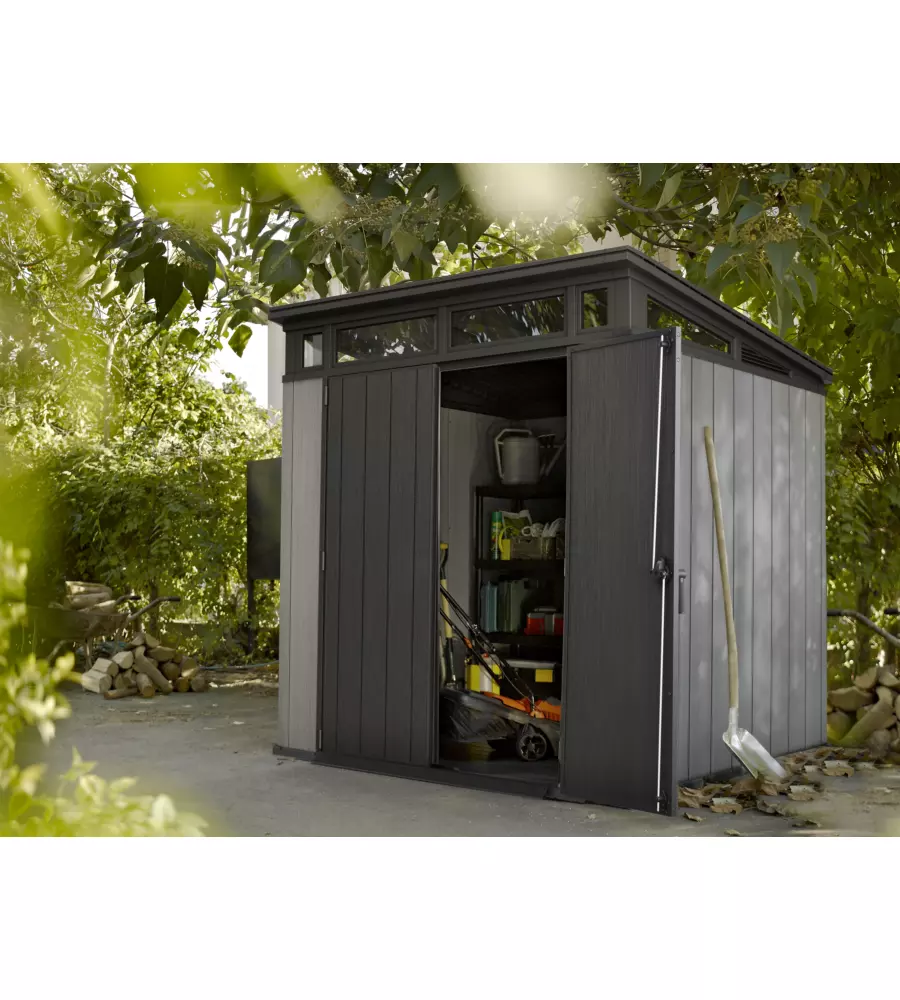 CASETTA DA GIARDINO KETER "ARTISAN 7x7" IN DUOTECH COLORE GRIGIO CON PORTA BATTENTE DOPPIA 214X218X226 CM