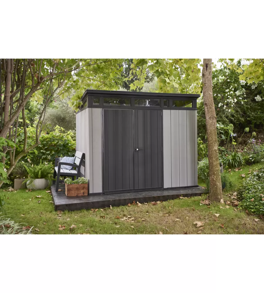 CASETTA DA GIARDINO KETER "ARTISAN 7x7" IN DUOTECH COLORE GRIGIO CON PORTA BATTENTE DOPPIA 214X218X226 CM