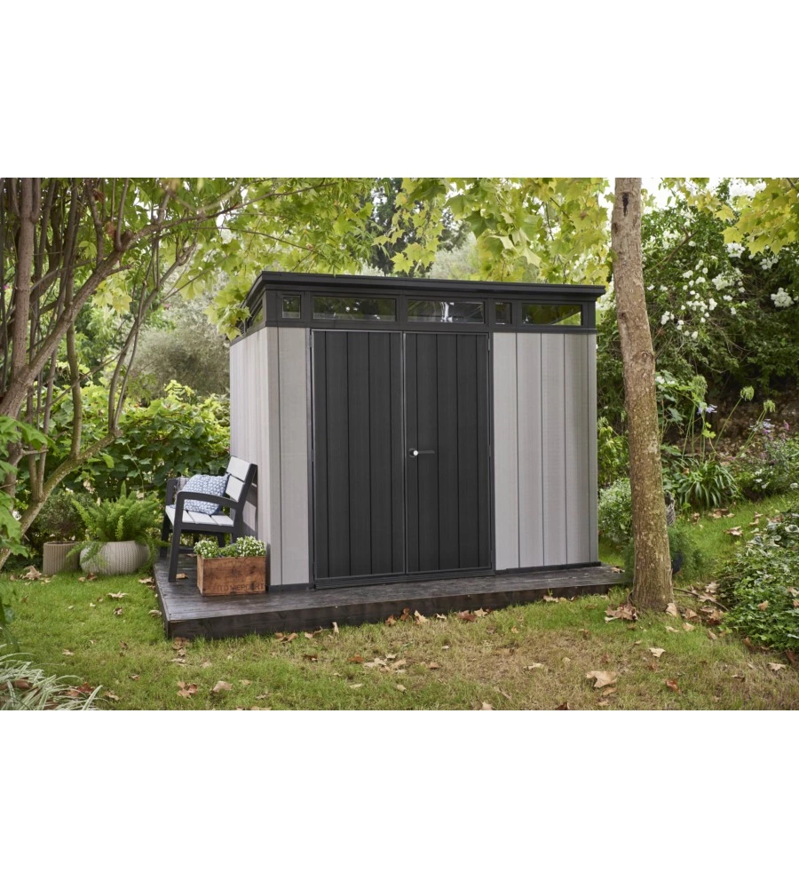 CASETTA DA GIARDINO KETER "ARTISAN 9x7" IN DUOTECH COLORE GRIGIO CON PORTA BATTENTE DOPPIA 277X218X226 CM