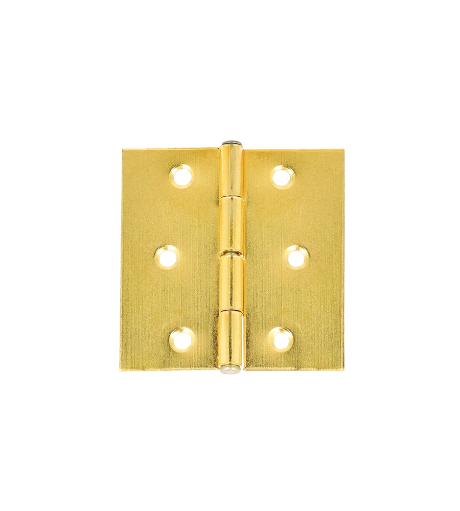 CERNIERE QUADRE CON SPINA FISSA IN FERRO OTTONATO 80 X 80 MM. 2 PZ.