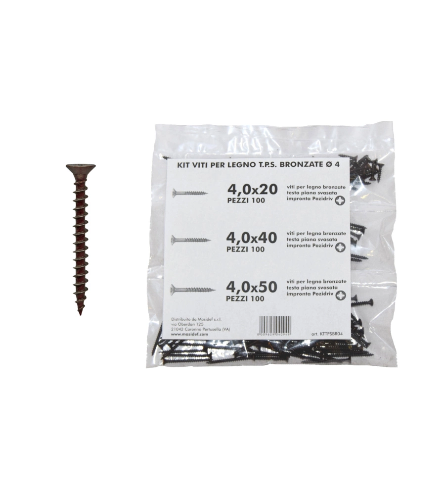 KIT VITI PER LEGNO T.P.S. BRONZATE Ø 4 - 300 PZ.