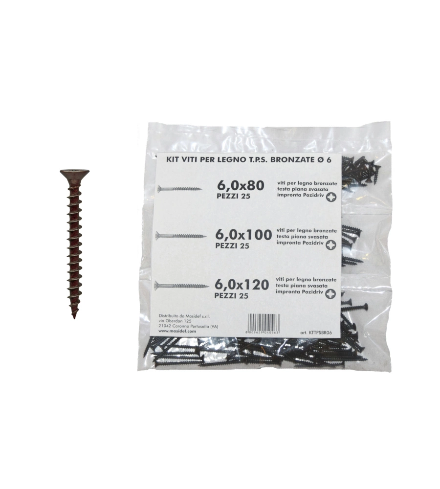 KIT VITI PER LEGNO T.P.S. BRONZATE Ø 6 - 75 PZ.