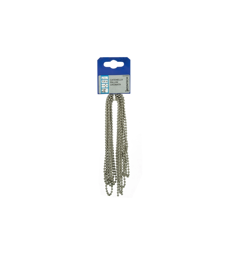 CATENA A PALLINI PRETAGLIATA Ø 3,6 MM. IN OTTONE CROMATO 5 MT.