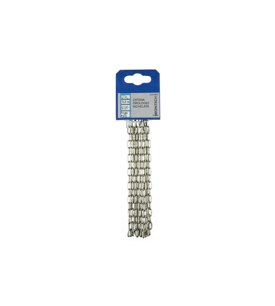 CATENA OROLOGIO PRETAGLIATA Ø 1,3 MM. IN ACCIAO NICHELATO 2,5 MT.