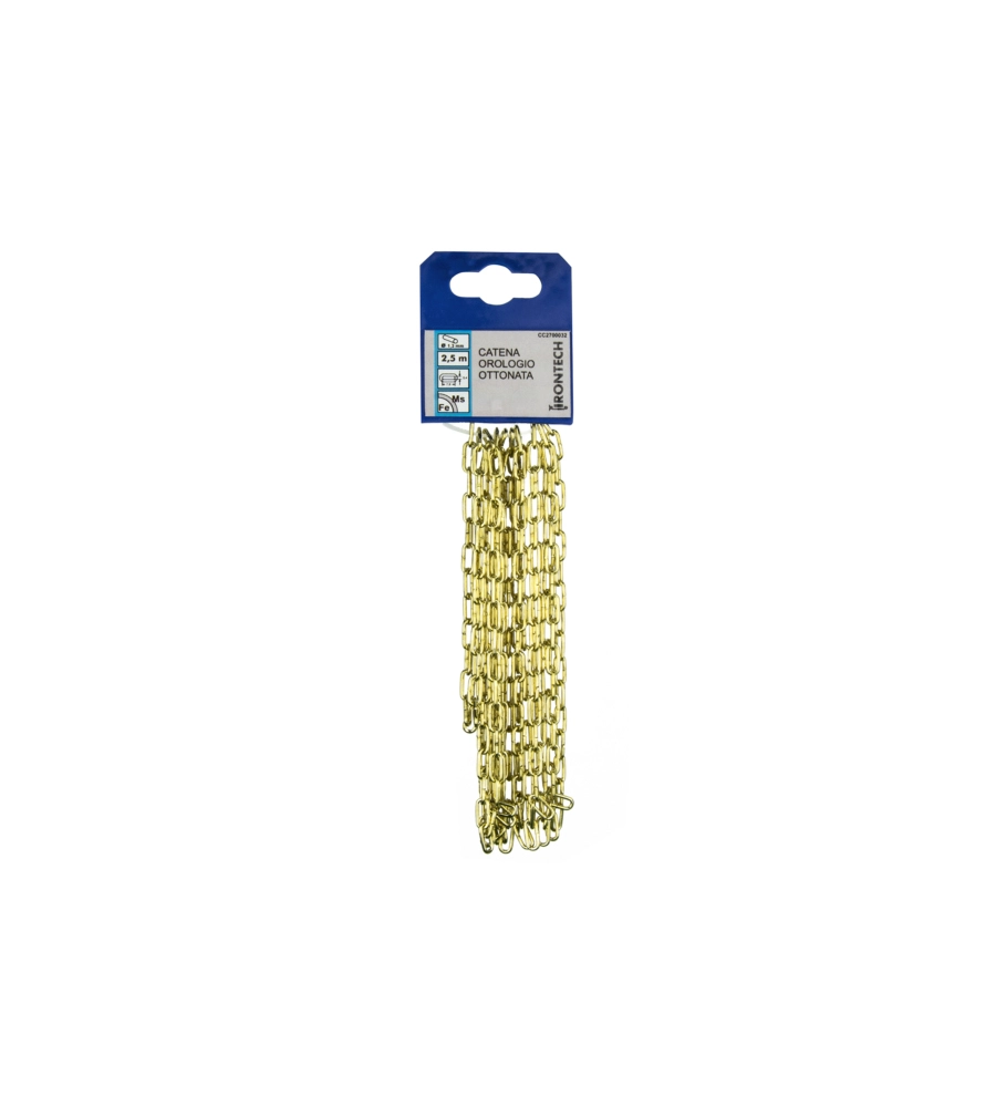 CATENA FORZATINA PRETAGLIATA Ø 1,3 MM. IN ACCIAO OTTONATO 2,5 MT.