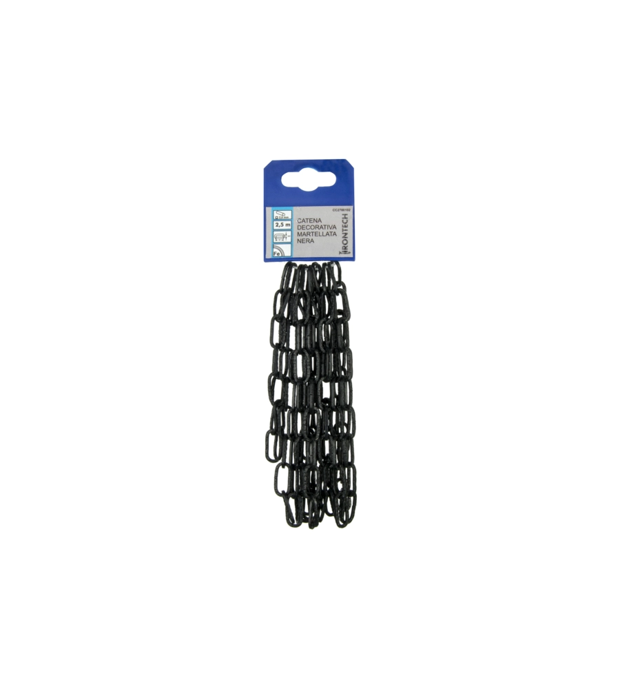 CATENA DECORATIVA PRETAGLIATA Ø 2 MM. IN ACCIAIO NERO MARTELLATO 2,5 MT.