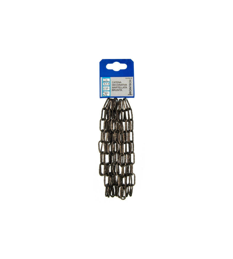 CATENA DECORATIVA PRETAGLIATA Ø 2 MM. IN ACCIAIO MARTELLATO BRUNITO 2,5 MT.