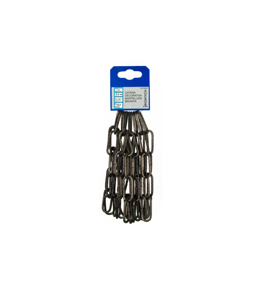 CATENA DECORATIVA PRETAGLIATA Ø 3 MM. MARTELLATA IN ACCIAIO BRUNITO 2,5 MT.