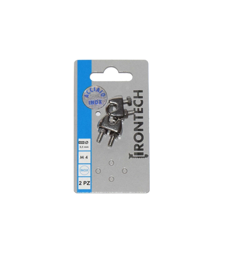 MORSETTO PER FUNI Ø 4 MM. IN ACCIAIO INOX A4 - AISI 316 - 2 PZ.