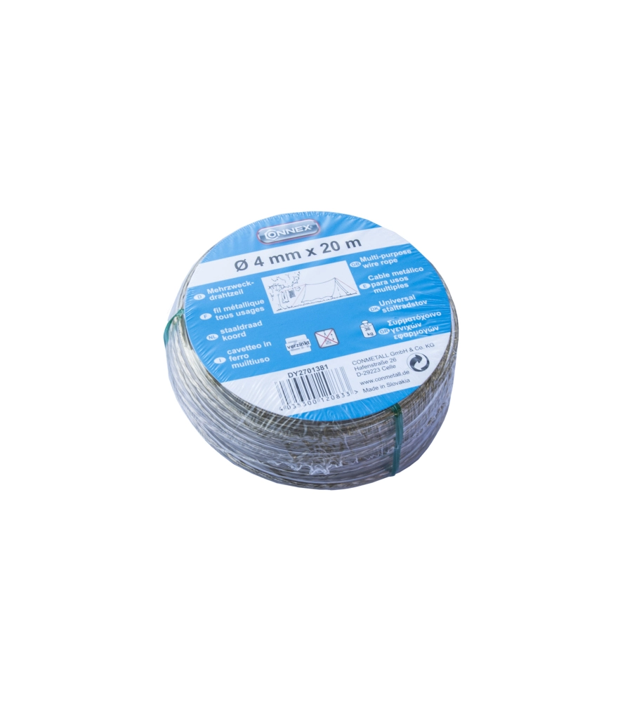 CAVO MULTIUSO Ø 3 MM. IN FERRO ZINCATO PLASTIFICATO, ANIMA IN  FIBRA TESSILE 20 MT.