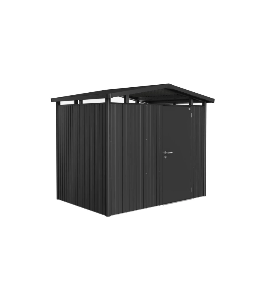 CASETTA DA GIARDINO BIOHORT "PANORAMA P2" IN ACCIAIO ZINCATO COLORE GRIGIO SCURO METALLIZZATO CON PORTA BATTENTE SEMPLICE 273X198X227 CM - COD. 14030