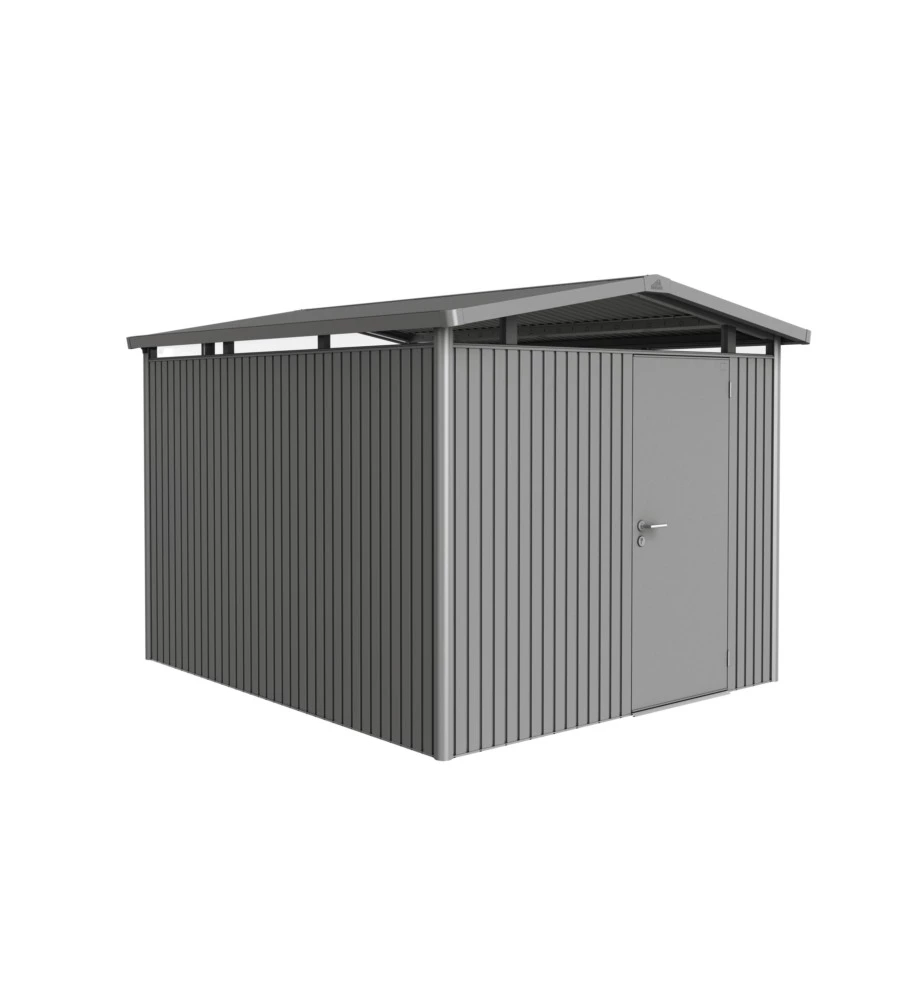 CASETTA DA GIARDINO BIOHORT "PANORAMA P5" IN ACCIAIO ZINCATO COLORE GRIGIO QUARZO METALLIZZATO CON PORTA BATTENTE SEMPLICE 273X318X227 CM - COD. 18060