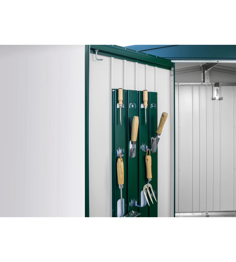 CASETTA DA GIARDINO BIOHORT "EUROPA  1" IN ACCIAIO ZINCATO COLORE GRIGIO QUARZO METALLIZZATO 172X84X196 CM