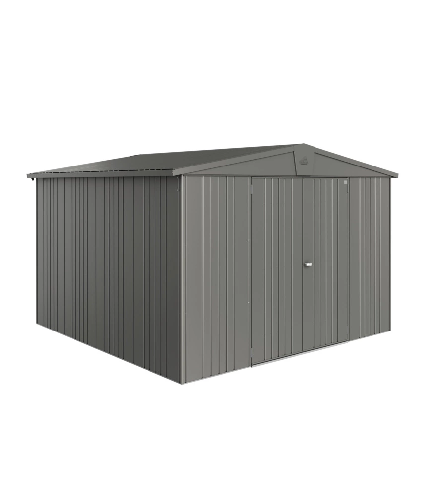 CASETTA DA GIARDINO BIOHORT "EUROPA  7" IN ACCIAIO ZINCATO COLORE GRIGIO QUARZO METALLIZZATO 316X300X209 CM
