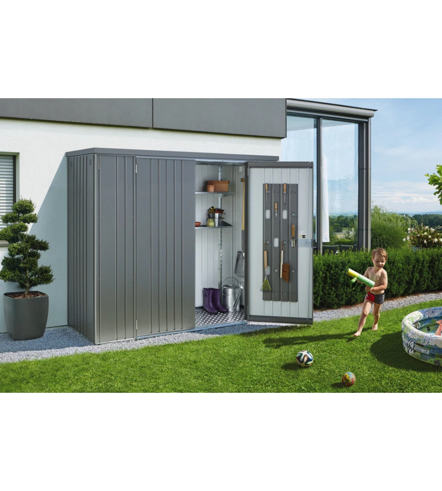 ARMADIO PER ATTREZZI BIOHORT "MISURA 230" IN ACCIAIO ZINCATO GRIGIO QUARZO METALLIZZATO, 277X83X182,5 CM - 30080