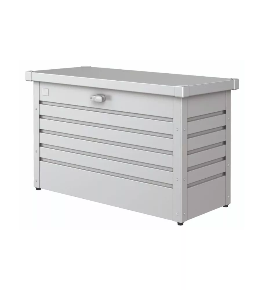 BAULE DA ESTERNO IMPERMEABILE BIOHORT "100" IN ACCIAIO ZINCATO ARGENTO METALLIZZATO 195 LT 101X46X61 CM - COD. 64010
