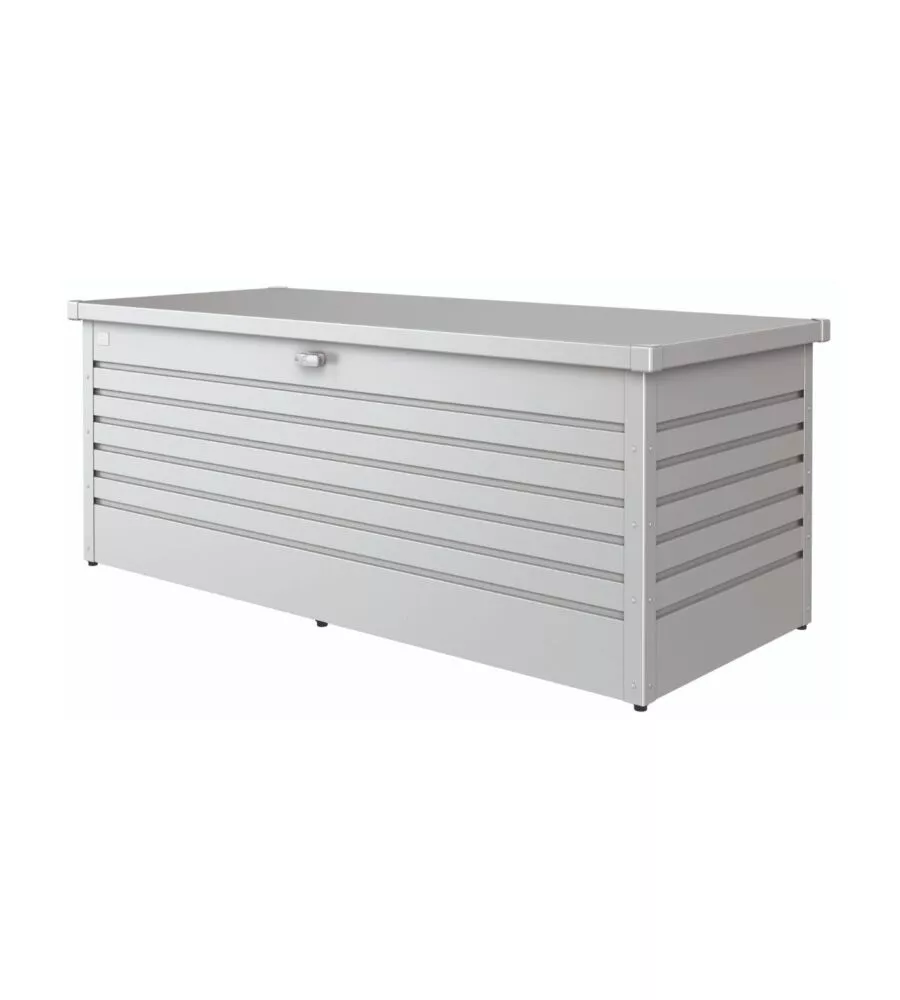 BAULE DA ESTERNO IMPERMEABILE BIOHORT "180" IN ACCIAIO ZINCATO ARGENTO METALLIZZATO 800 LT 181X79X71 CM - COD. 64030