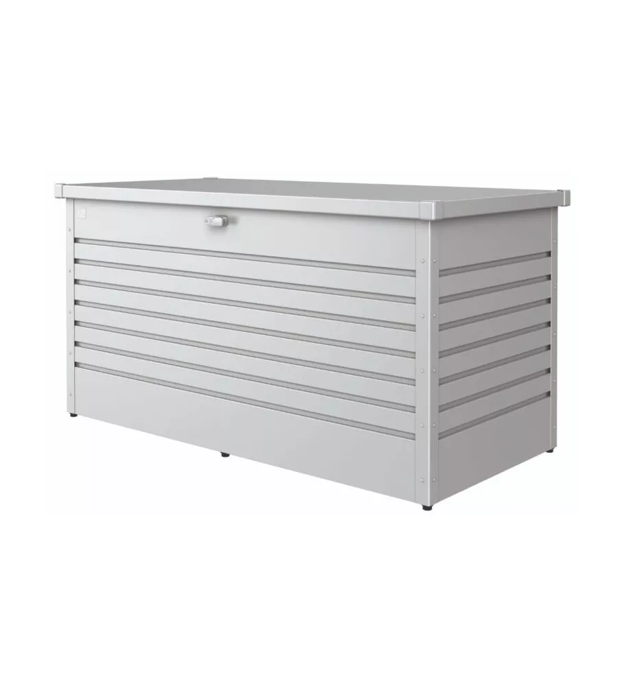 BAULE DA ESTERNO IMPERMEABILE BIOHORT "160" IN ACCIAIO ZINCATO ARGENTO METALLIZZATO 830 LT 160X79X83 CM - COD. 64060