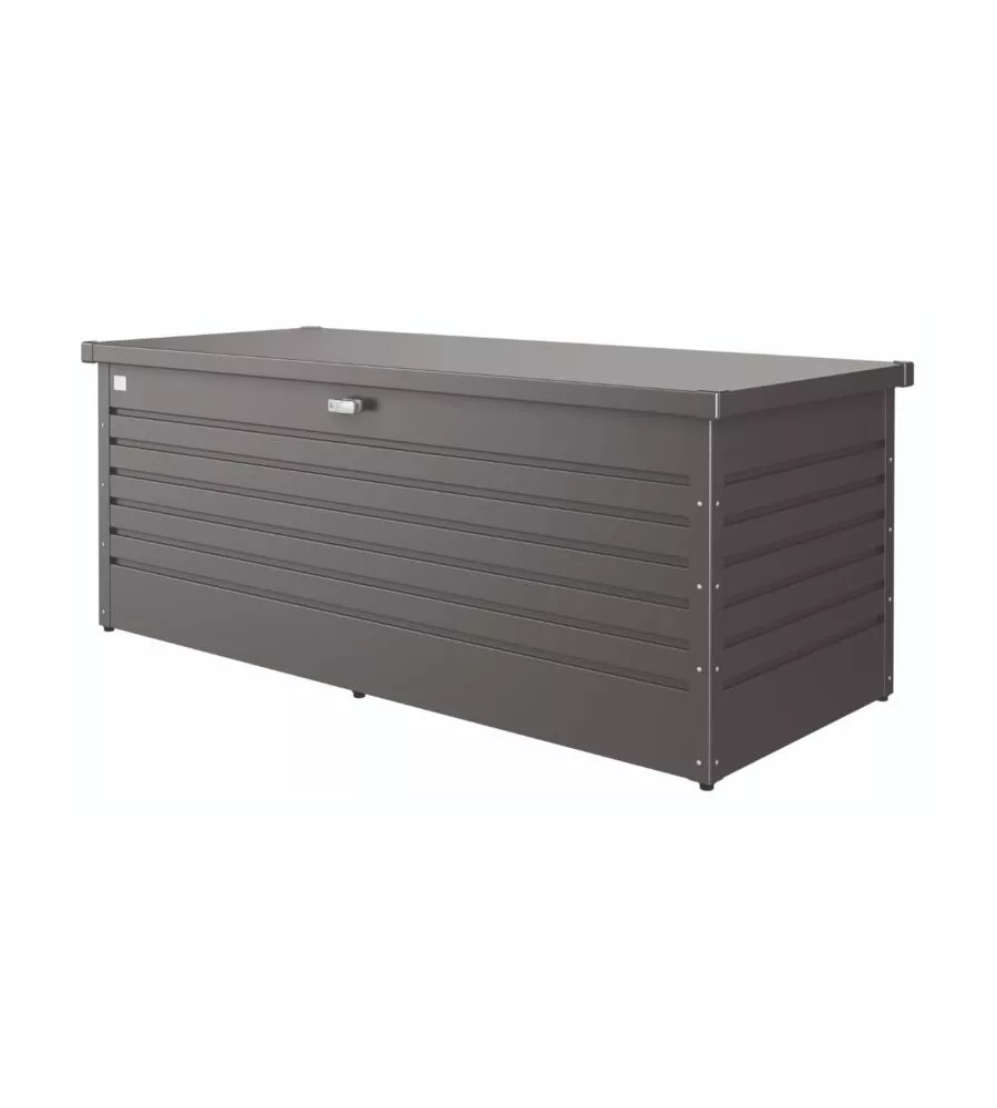 BAULE DA ESTERNO IMPERMEABILE BIOHORT "180" IN ACCIAIO ZINCATO GRIGIO SCURO METALLIZZATO 800 LT 181X79X71 CM - COD. 65030