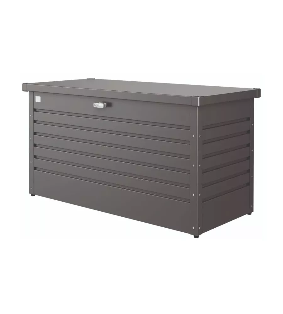 BAULE DA ESTERNO IMPERMEABILE BIOHORT "130" IN ACCIAIO ZINCATO GRIGIO SCURO METALLIZZATO 460 LT 134X62X71 CM - COD. 65040