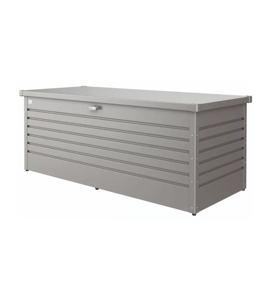 BAULE DA ESTERNO IMPERMEABILE BIOHORT "180" IN ACCIAIO ZINCATO GRIGIO QUARZO METALLIZZATO 800 LT 181X79X71 CM - COD. 68030