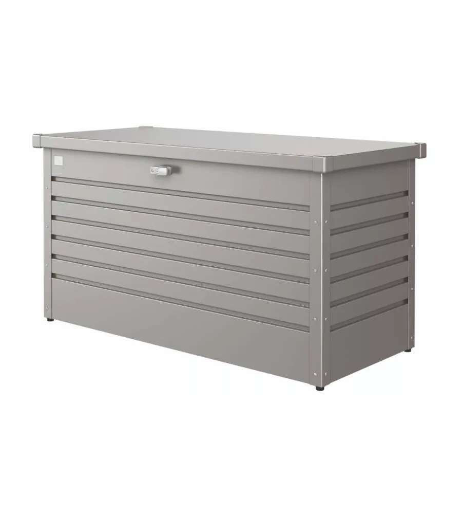 BAULE DA ESTERNO IMPERMEABILE BIOHORT "130" IN ACCIAIO ZINCATO GRIGIO QUARZO METALLIZZATO 460 LT 134X62X71 CM - COD. 68040