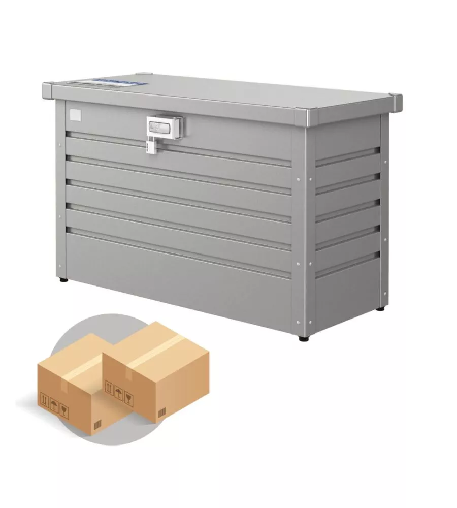 BAULE POSTALE PER PACCHI IMPERMEABILE BIOHORT "PAKET-BOX 100" IN ACCIAIO ZINCATO GRIGIO QUARZO METALLIZZATO 195 LT 101X46X61 CM - COD. 68910