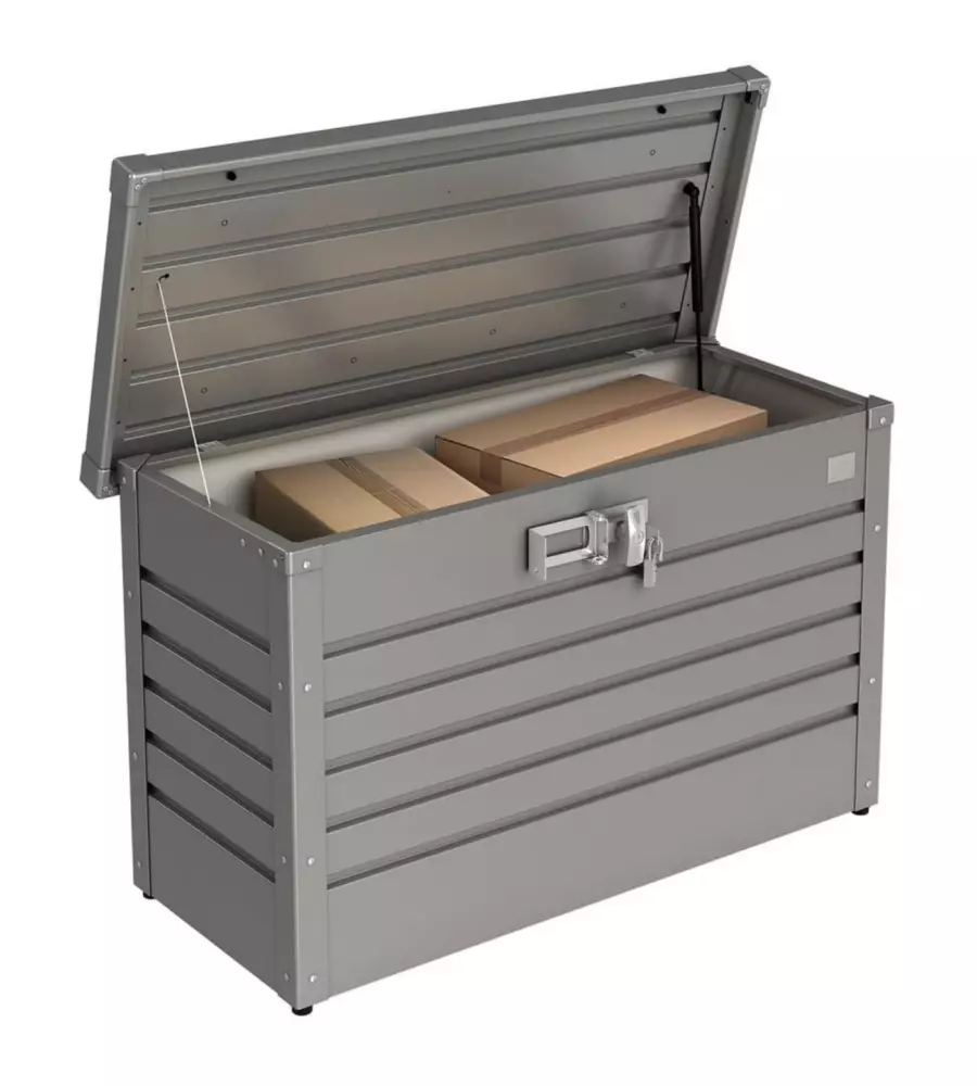 BAULE POSTALE PER PACCHI IMPERMEABILE BIOHORT "PAKET-BOX 100" IN ACCIAIO ZINCATO GRIGIO QUARZO METALLIZZATO 195 LT 101X46X61 CM - COD. 68910