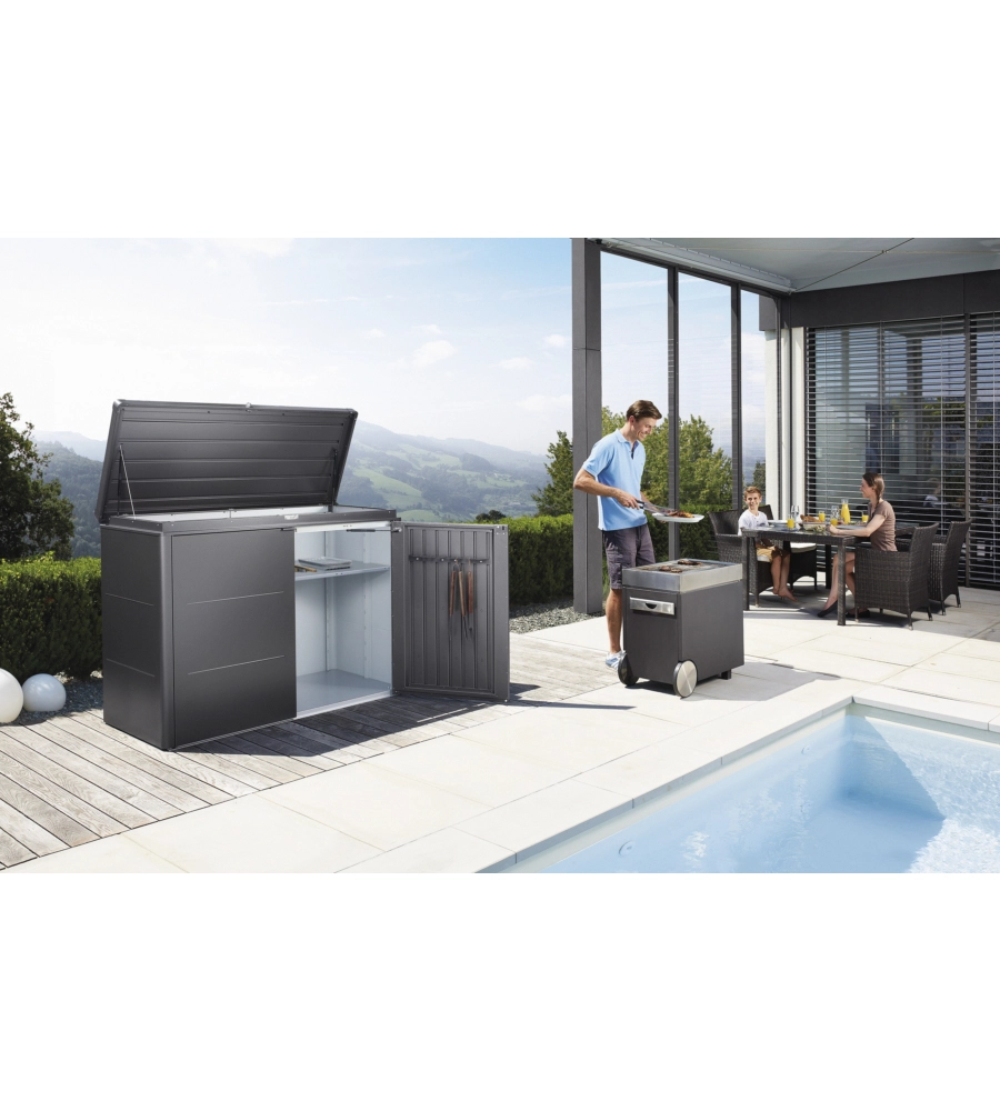 COPRIBIDONE O PORTATTREZZI BIOHORT "HIGHBOARD 160" IN ACCIAIO ZINCATO GRIGIO SCURO METALLIZZATO - COD. 73015