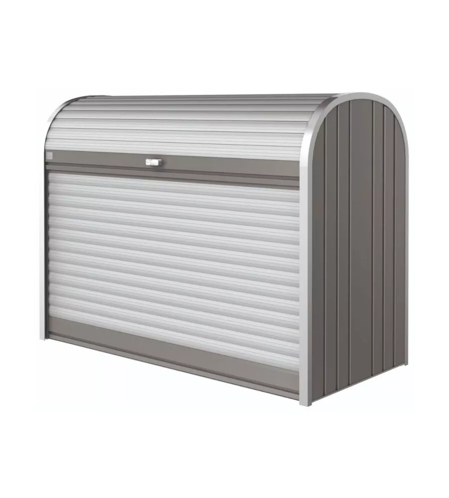BAULE DA ESTERNO A SERRANDE IMPERMEABILE BIOHORT "STOREMAX 160" IN ACCIAIO ZINCATO GRIGIO QUARZO METALLIZZATO 1200 LT 163X78X120 CM - COD. 70010