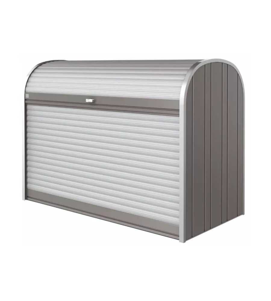 BAULE DA ESTERNO A SERRANDE IMPERMEABILE BIOHORT "STOREMAX 190" IN ACCIAIO ZINCATO GRIGIO QUARZO METALLIZZATO 2080 LT 190X97X136 CM - COD. 70020