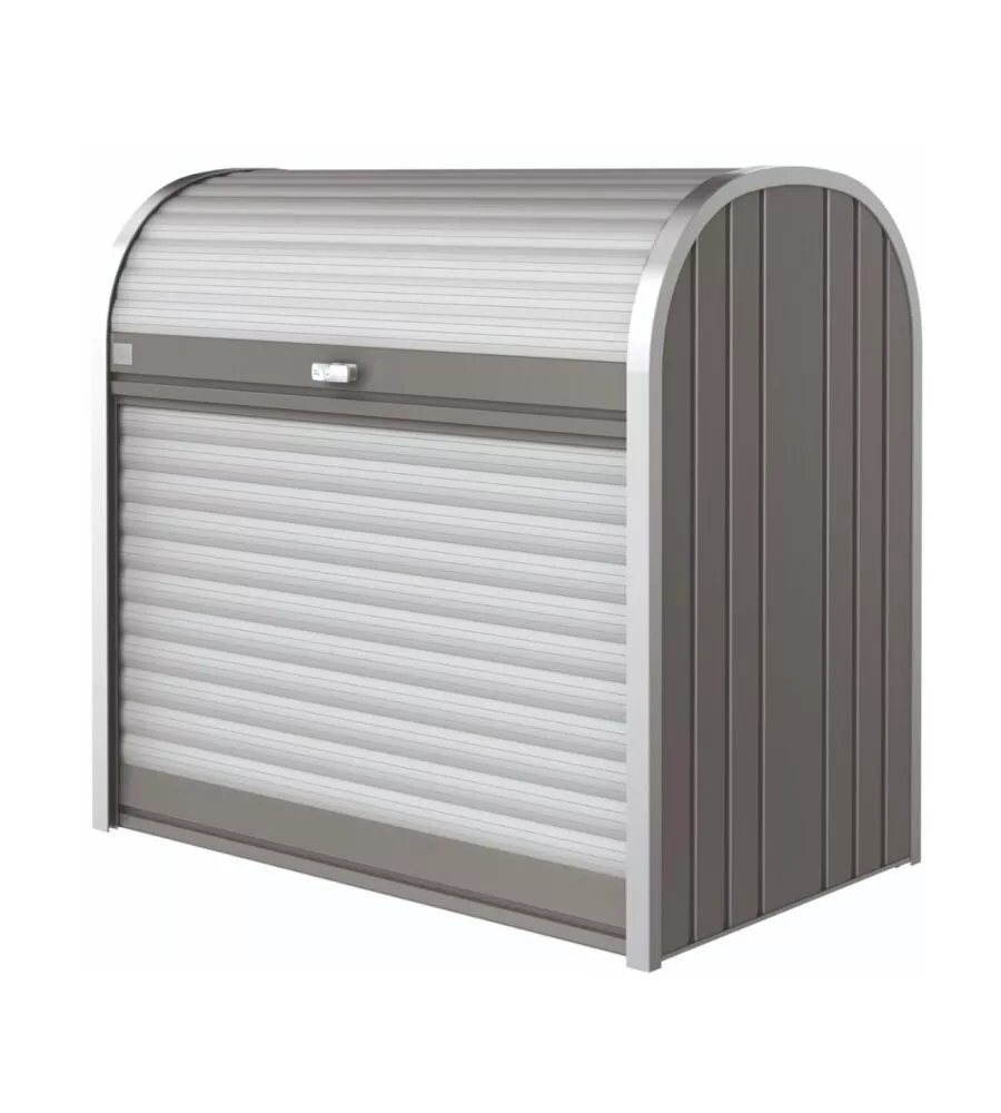 BAULE DA ESTERNO A SERRANDE IMPERMEABILE BIOHORT "STOREMAX 120" IN ACCIAIO ZINCATO GRIGIO QUARZO METALLIZZATO 740 LT 117X73X109 CM - COD. 70060