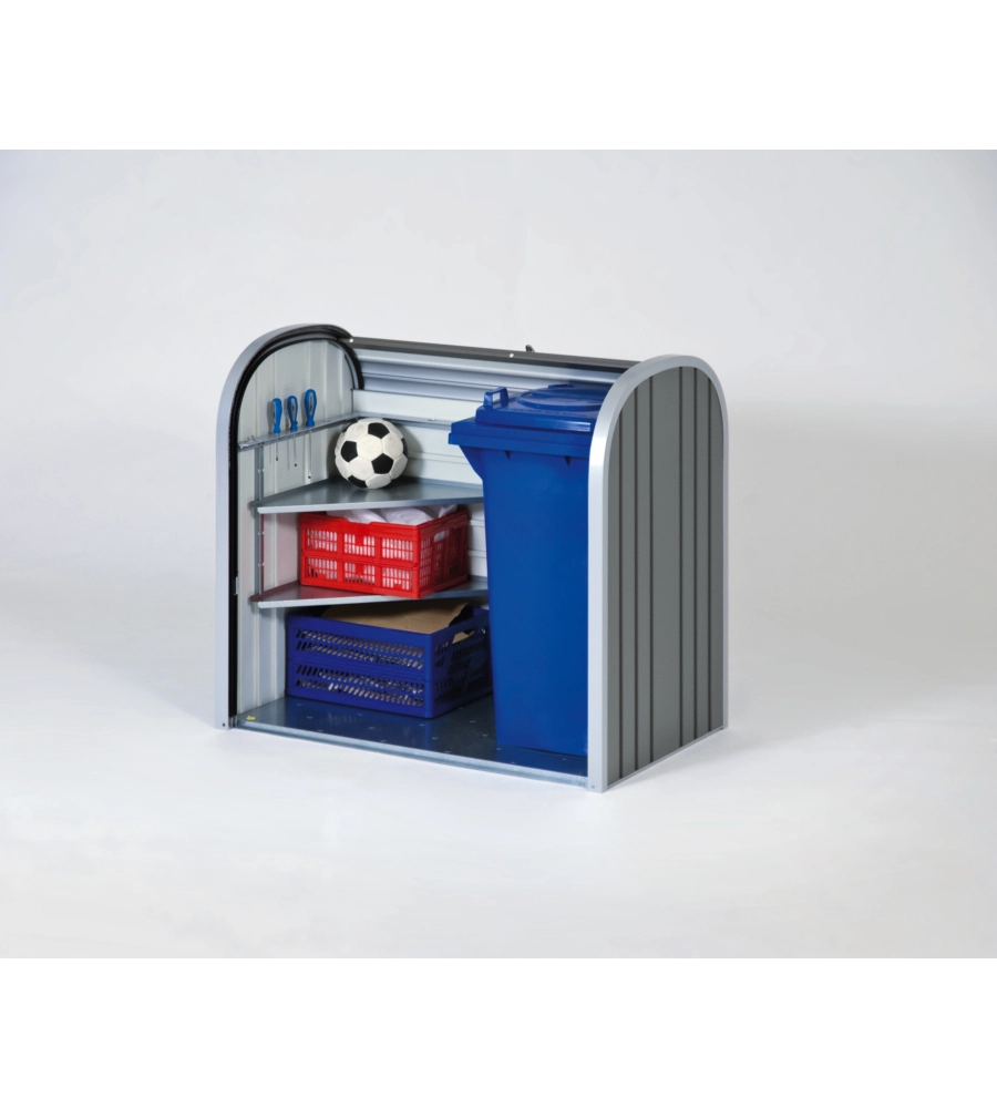 BAULE DA ESTERNO A SERRANDE IMPERMEABILE BIOHORT "STOREMAX 120" IN ACCIAIO ZINCATO GRIGIO QUARZO METALLIZZATO 740 LT 117X73X109 CM - COD. 70060