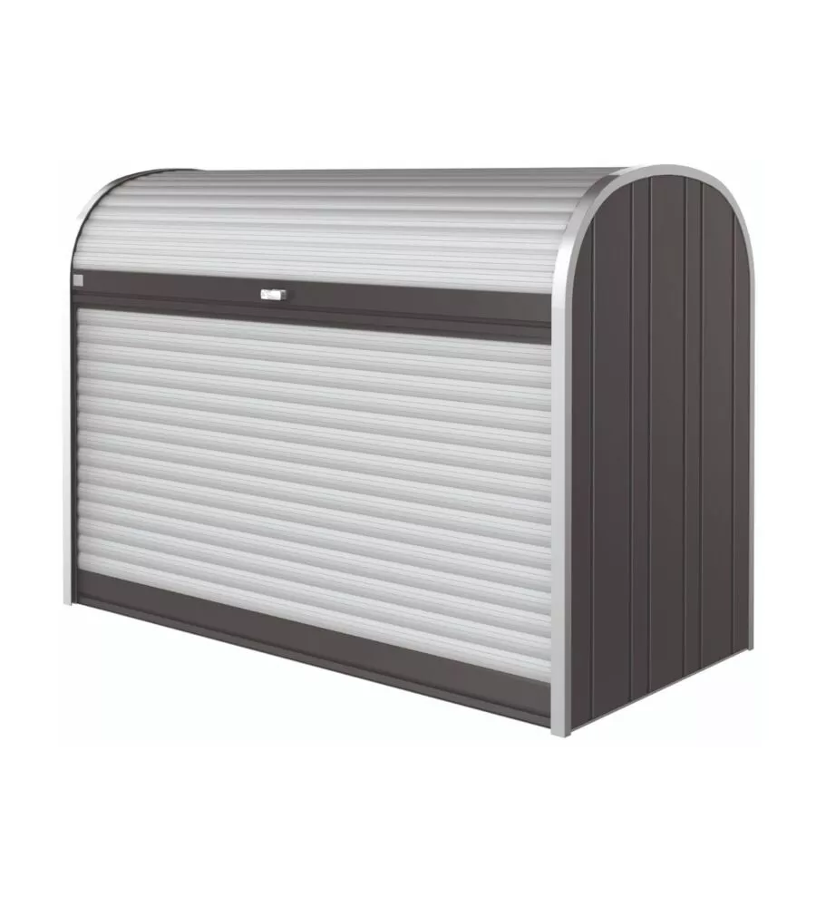 BAULE DA ESTERNO A SERRANDE IMPERMEABILE BIOHORT "STOREMAX 190" IN ACCIAIO ZINCATO GRIGIO SCURO METALLIZZATO 2080 LT 190X97X136 CM - COD. 73020