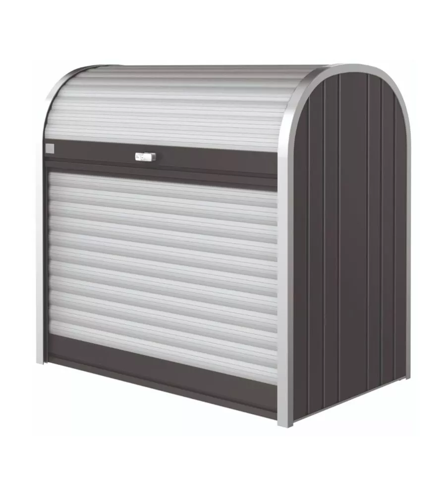 BAULE DA ESTERNO A SERRANDE IMPERMEABILE BIOHORT "STOREMAX 120" IN ACCIAIO ZINCATO GRIGIO SCURO METALLIZZATO 740 LT 117X73X109 CM - COD. 73060