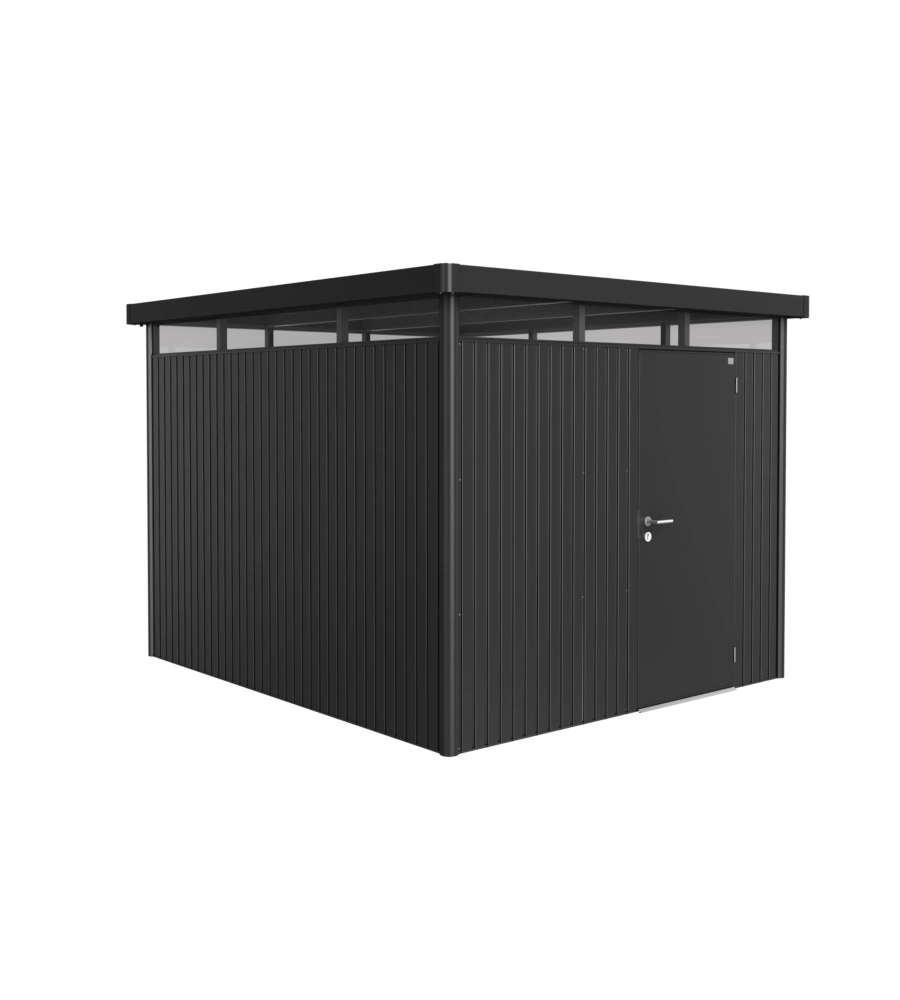 CASETTA DA GIARDINO BIOHORT "HIGHLINE H5" IN ACCIAIO ZINCATO COLORE GRIGIO SCURO METALLIZZATO CON PORTA BATTENTE SEMPLICE 275X315X222 CM - COD. 84060